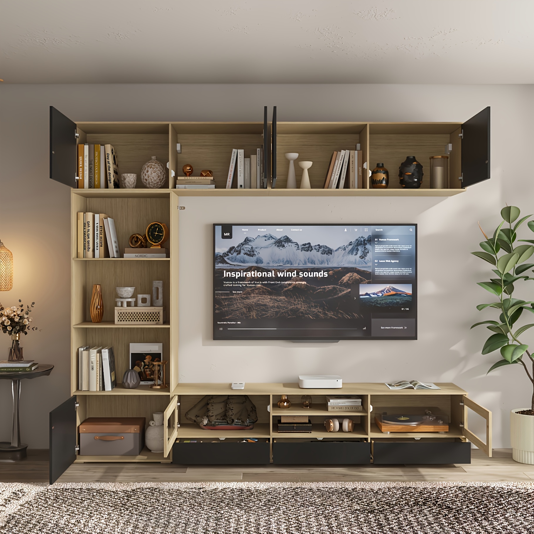 RGB LED Floating TV Stand | 16-Color Lighting | High-Gloss Finish