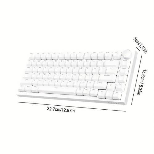 ak820 wired mechanical gaming keyboard with volume knob hot swappable 75 pbt keycaps backlit usb powered for pc win ergonomic layout durable metallic typing ergonomic keyboard durable build quality keyboard gaming