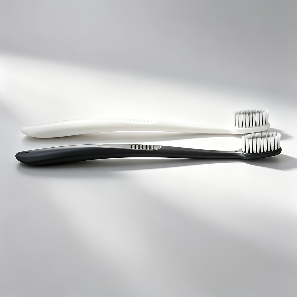 10pcs Black or White Adult Toothbrushes with Soft Bristles