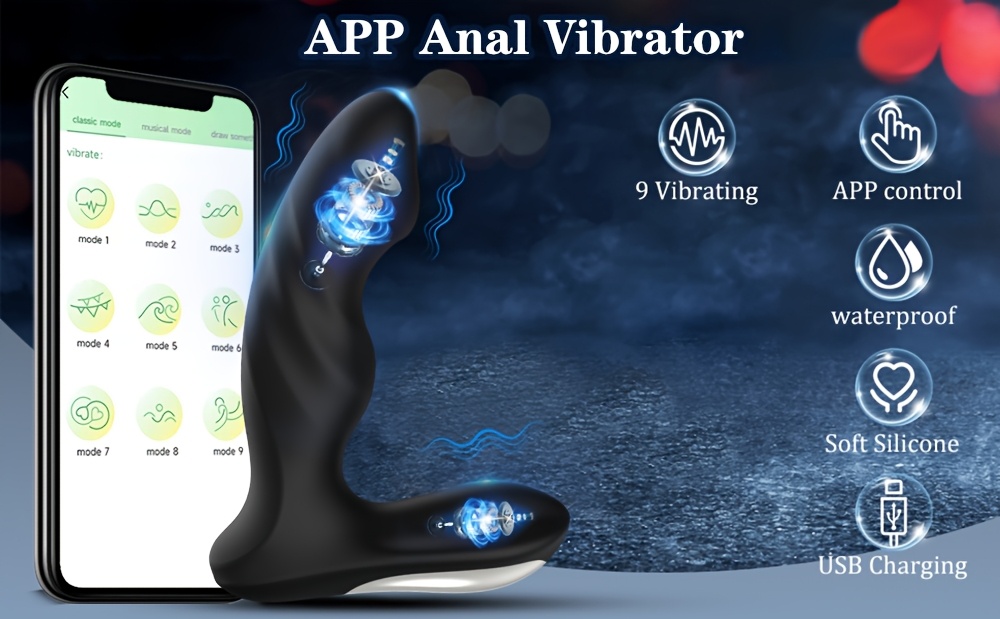 Finger-like Wiggle Prostate Massager | Remote Control Dual Vibrating Anal Vibrator for Men, Butt Plug, Perineum Stimulator, USB Rechargeable, Wireless with App Function, Black.