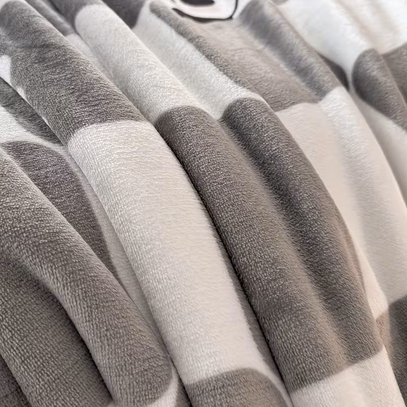plush flannel throw blanket coral fleece gray checkered design with adorable panda patterns warm comfortable for couch bed or sofa machine washable use Product details 4