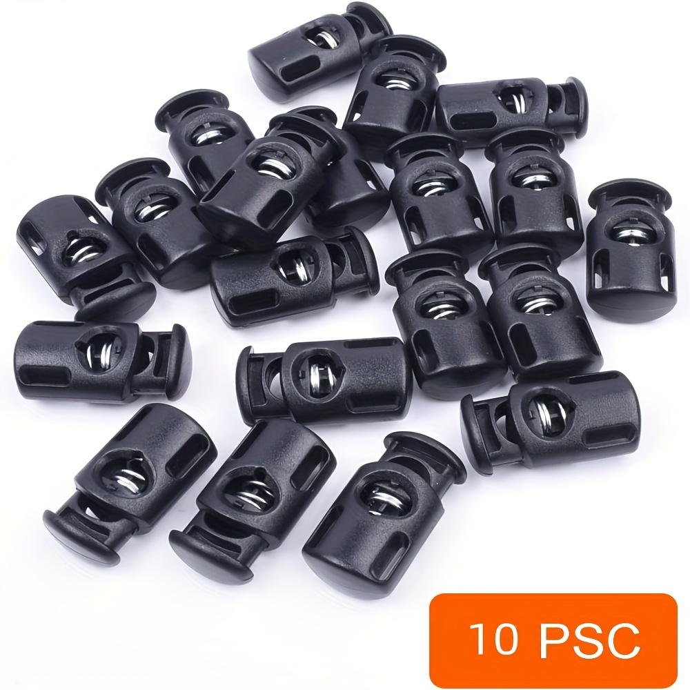   30 50pcs plastic cord lock single hole spring push stopper cord stopper fastener pusher suitable for shoelaces drawstrings parachutes bags clothes etc