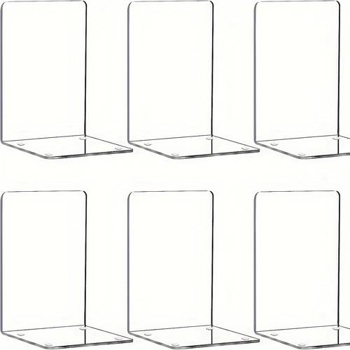 6-teiliges set minimalistischer, transparenter l-förmiger bücherregal-schreibtisch-buchständer im acryl-studenten-desktop-kreativ-lagerungs-artikel-buchstütze-baffle-stil