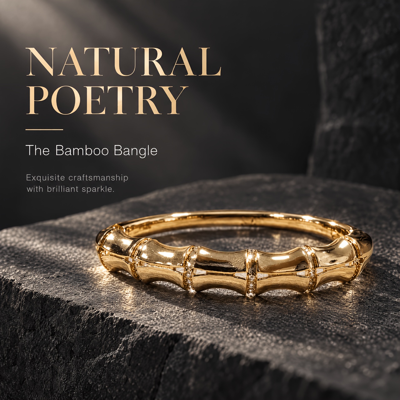 Nickel-Free Hypoallergenic Bamboo Joint Synthetic Zirconia Open Bangle
