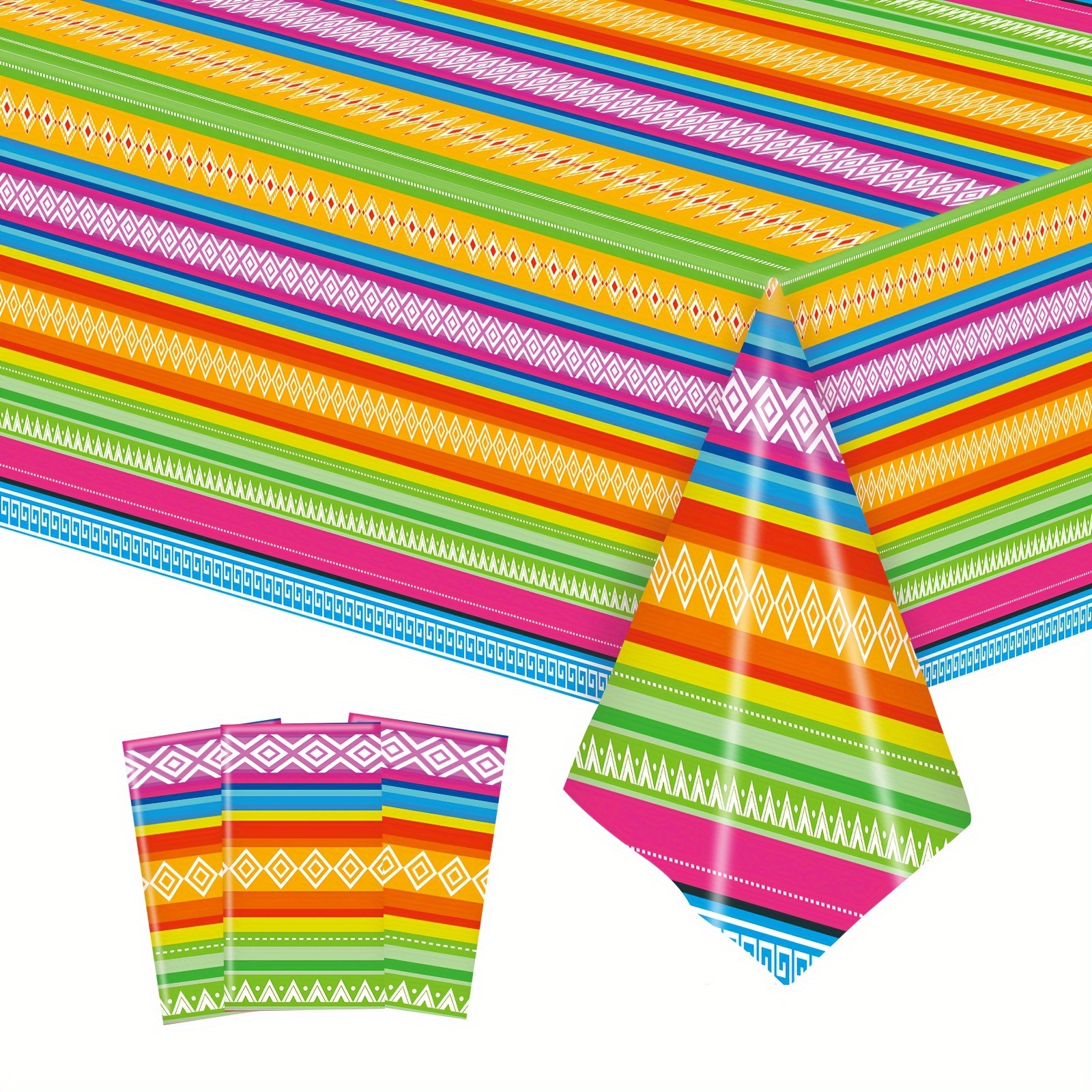 

1pc, Mexican Five-section Disposable Waterproof Party Restaurant Tablecloth, Can Be Used As Background Step, Party Decor, Party Supplies, Holiday Decor, Holiday Supplies