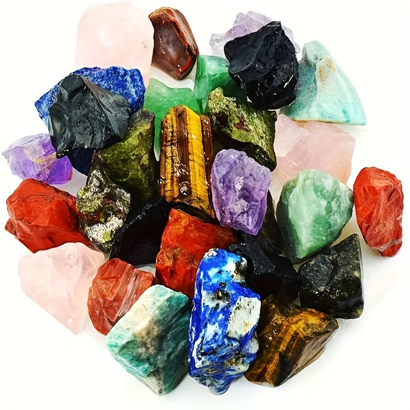 

Vintage Style 1lb Natural Rough Gemstone Mix - Assorted Raw Crystals For Tumbling, Cabbing, Decor, Wire Wrapping & Crafts - Bulk Crafting Stones Kit