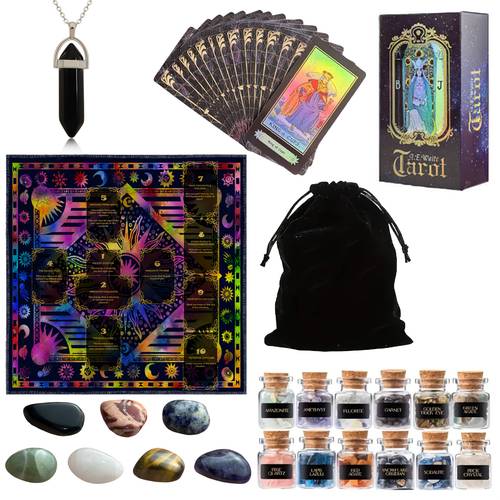 6pcs multifunctional tablecloth set 1 set of 78 cards 12 vases 1 tablecloth 1 pendant accessory 1 storage bag random or queens suitable for party games and activities
