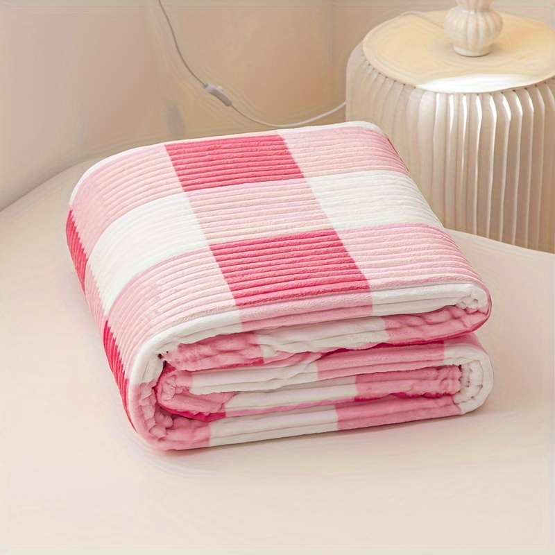 a magical fluffy striped blanket with printed   made of fleece   the office or a nap details 7