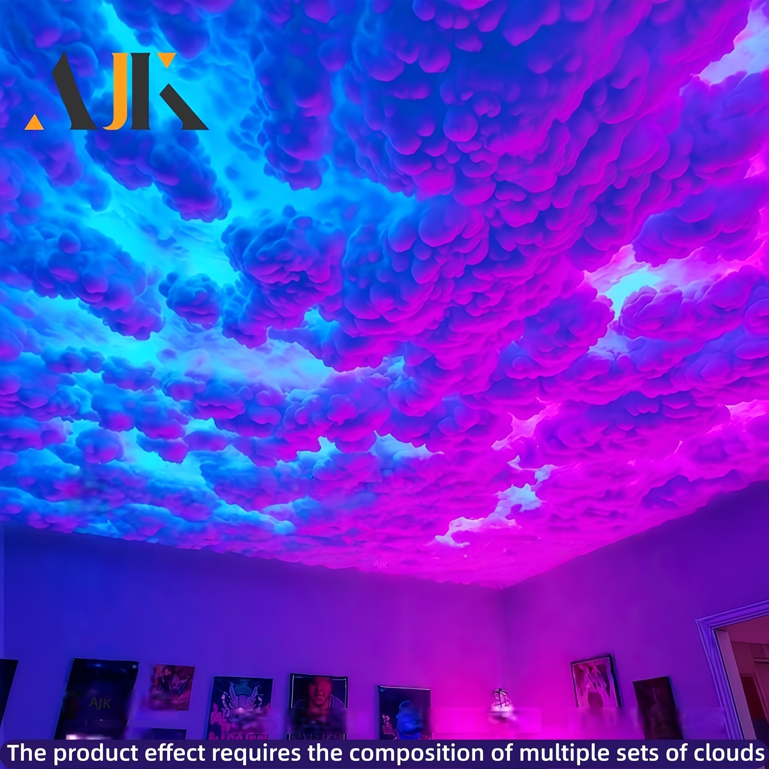 3D Lightning Cloud LED Light with Music Synchronization