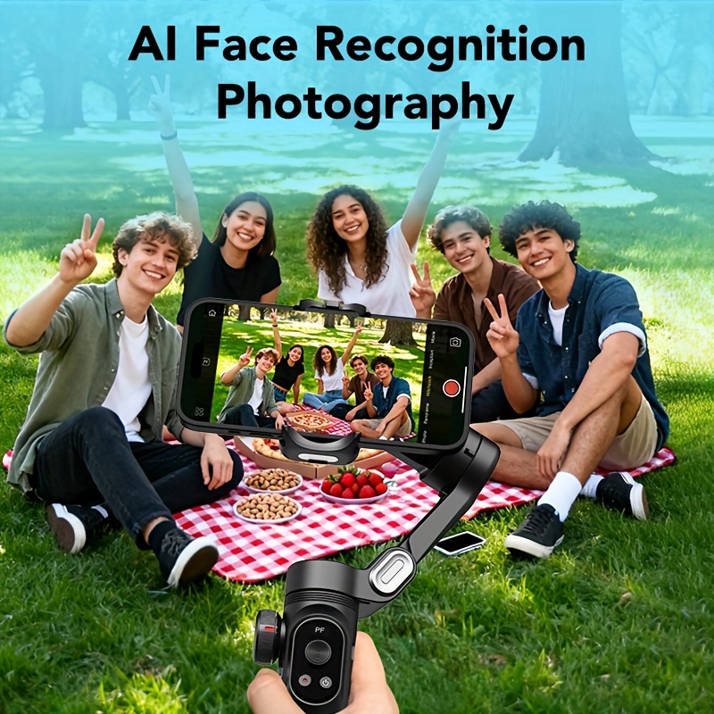 a smartphone gimbal stabilizer featuring 3 axis stabilization and   compatible with     and iphone devices it   with a fill light and tripod and   auto tracking capabilities the   portable foldable Product details 0