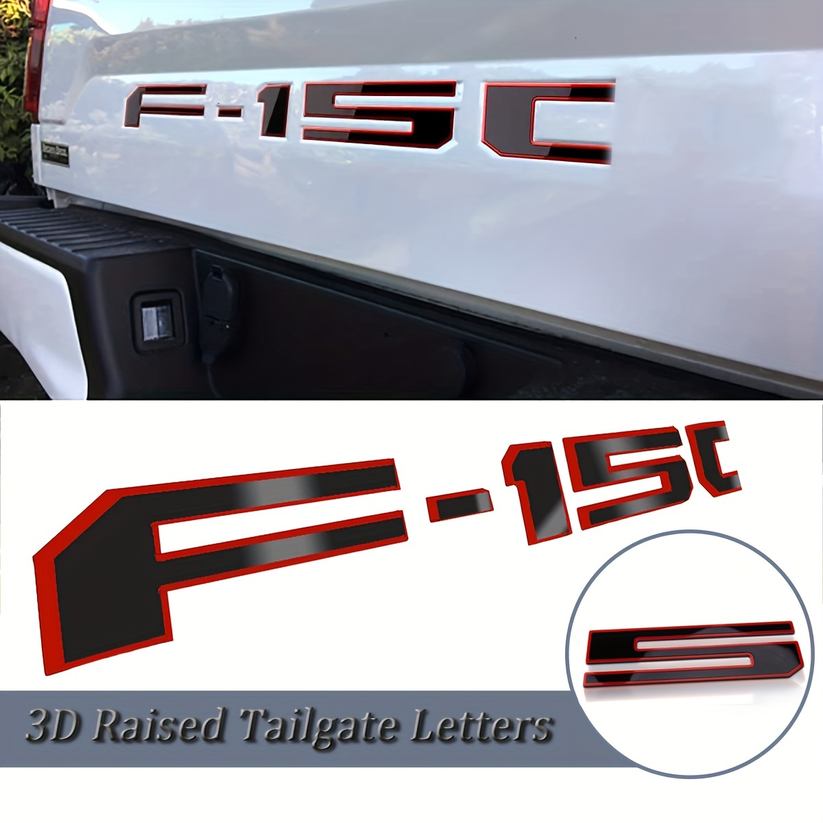 

Tailgate Insert Letters For F15o-2021 2022 2023 Models - 3d Raised Tailgate Decal Letters - Waterproof And High Temperature Resistant - Durable And Secure Fit -black With Red Outline