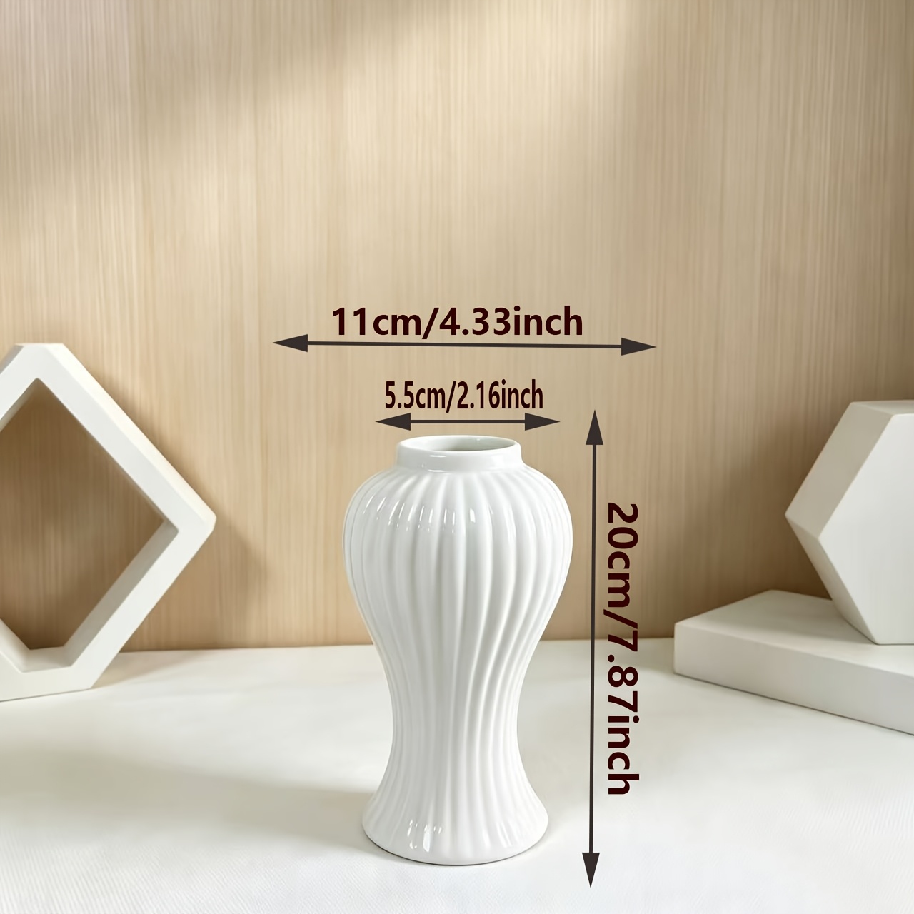 1pc Minimalist White Ceramic Vase - Home Decoration, Dried Flowers, Core And Wedding Decorative - Elegant And