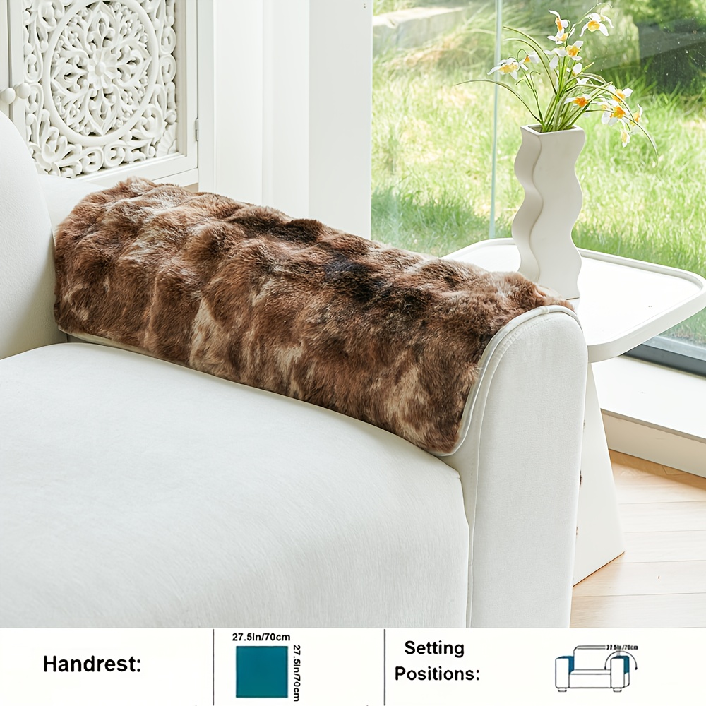 TEMU 1pc Gradient Artificial Rabbit Plush Autumn And Winter Thick Sofa Cushion, Warm And Comfortable Anti Slip Sofa Cushion Cover, Simple And , Pet
