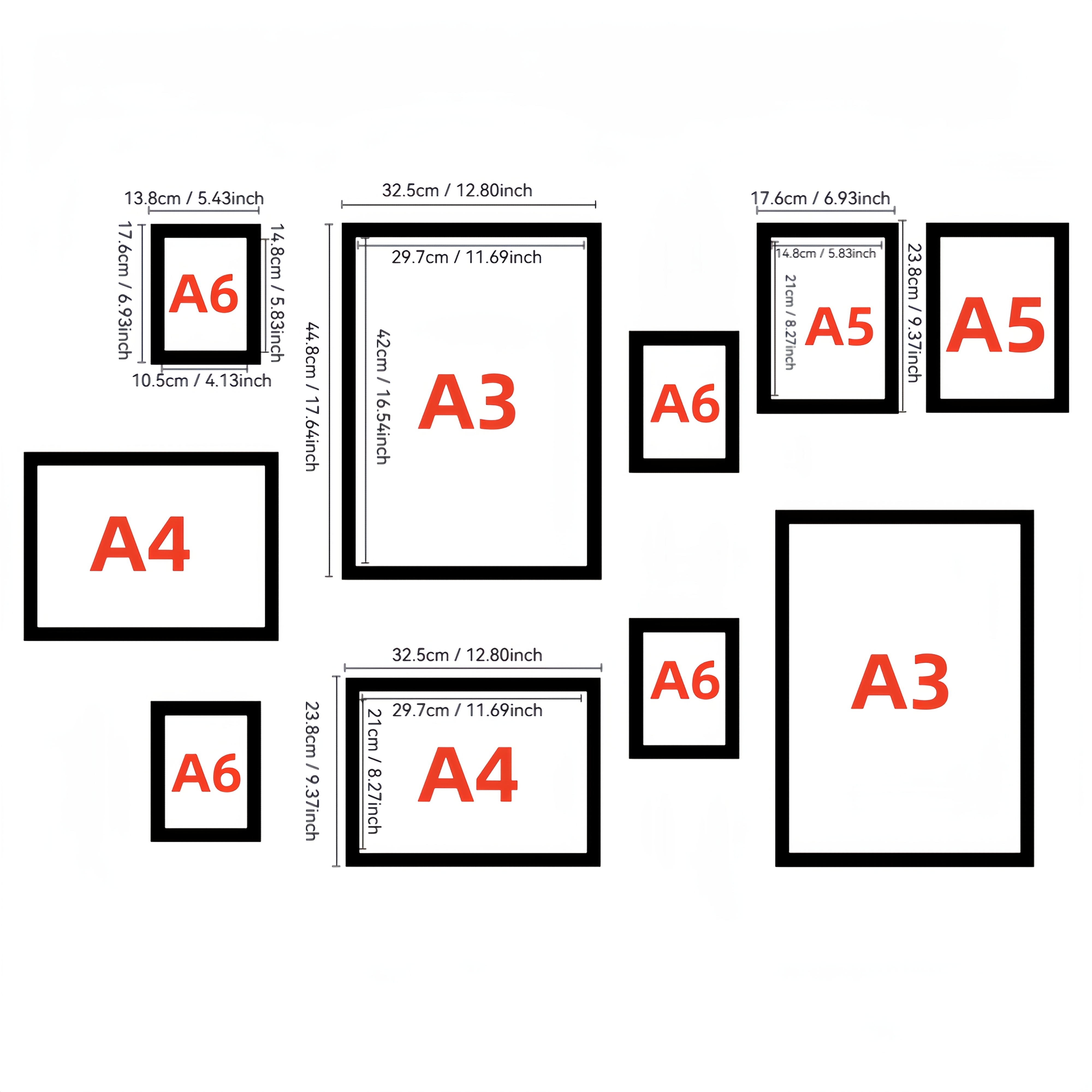 E-shop Mehrpackung Klassische Magnetische Fotorahmen - Horizontale und Vertikale Ausrichtung, Robuste Wiederverwendbare Wanddeko aus Kunststoff -
