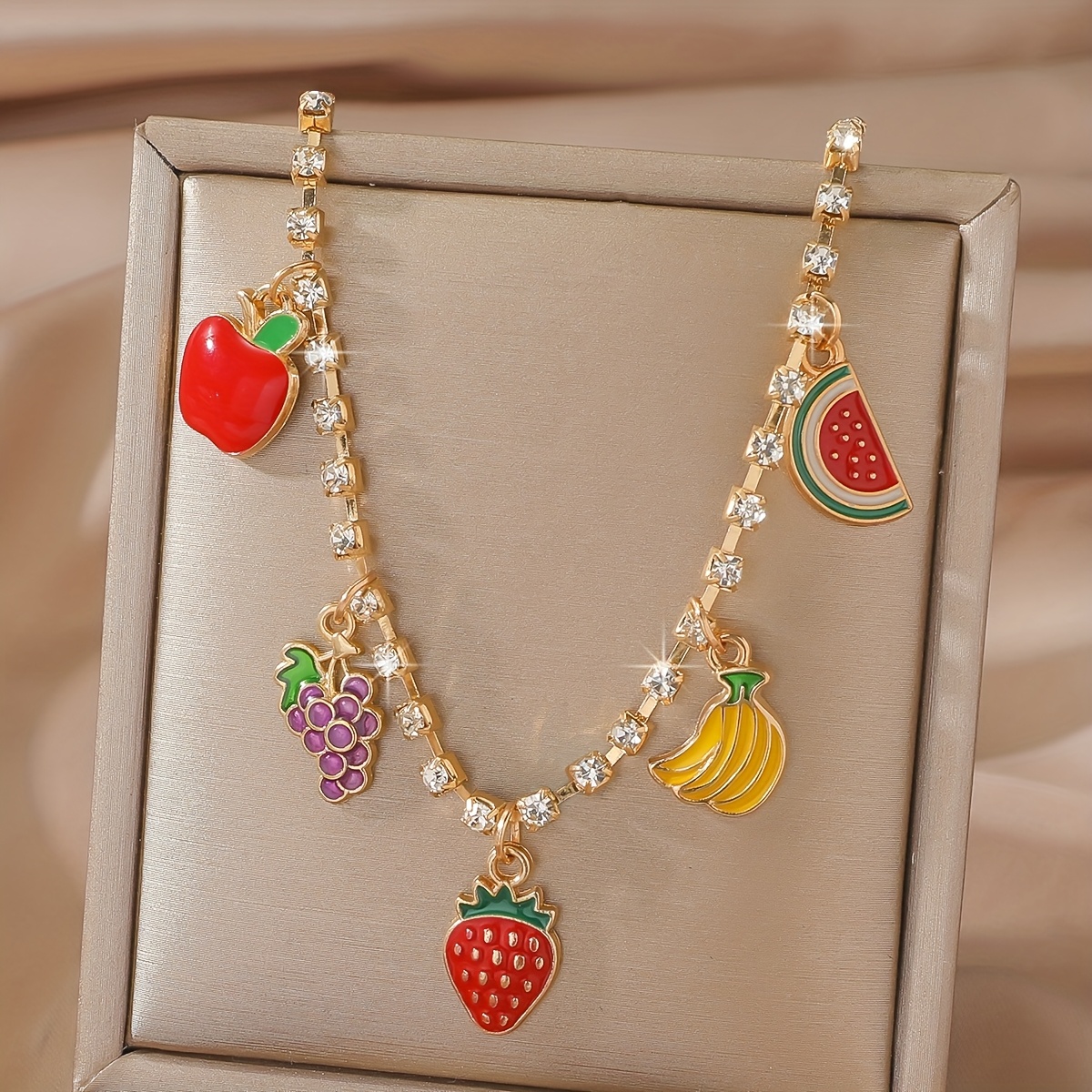 Women's Shiny Fruit Pendant Anklet, Beach Vacation Style