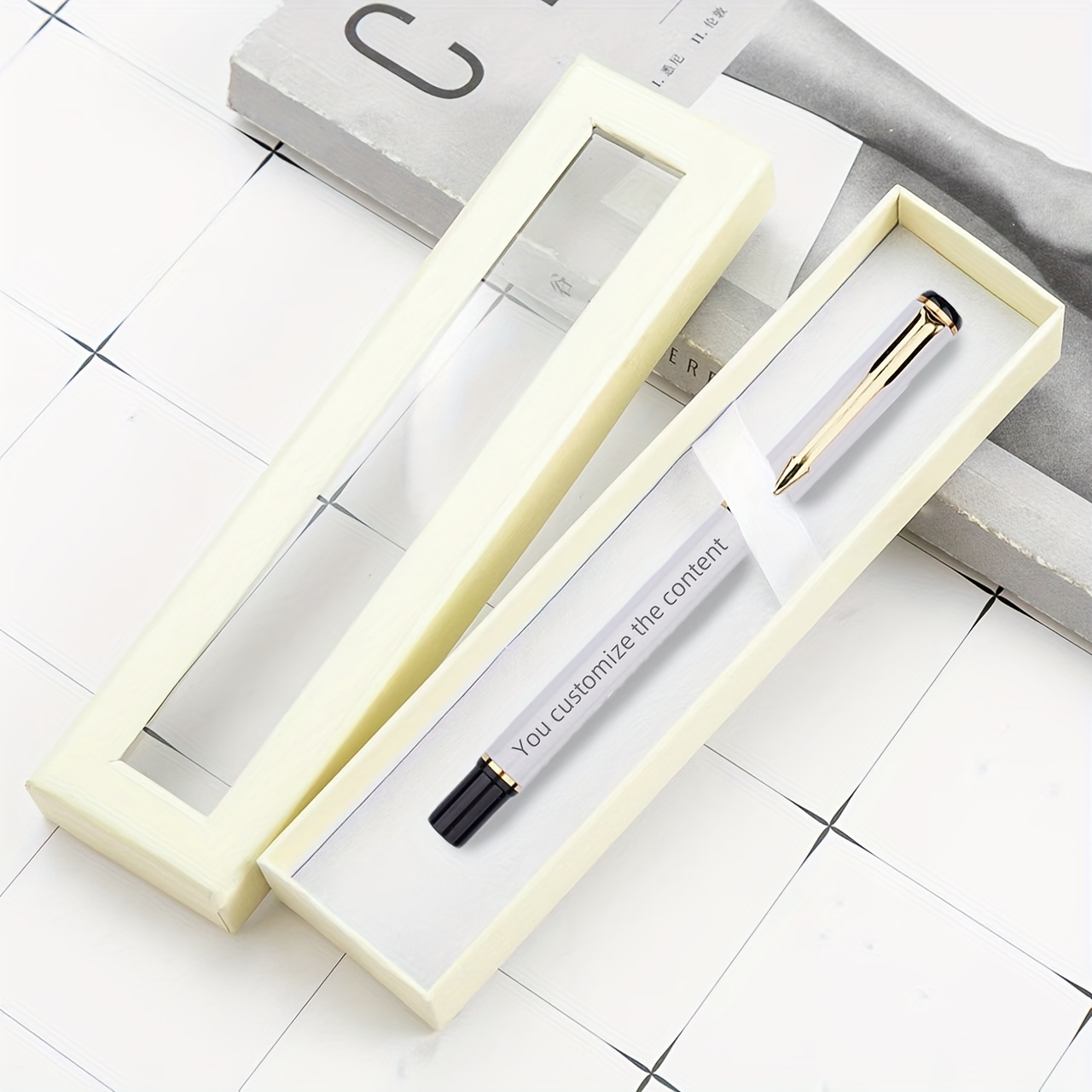 TEMU Penna aziendale personalizzabile in metallo con scatola regalo , disponibile in . , data, numero e lettere personalizzabili�� perfetta per un