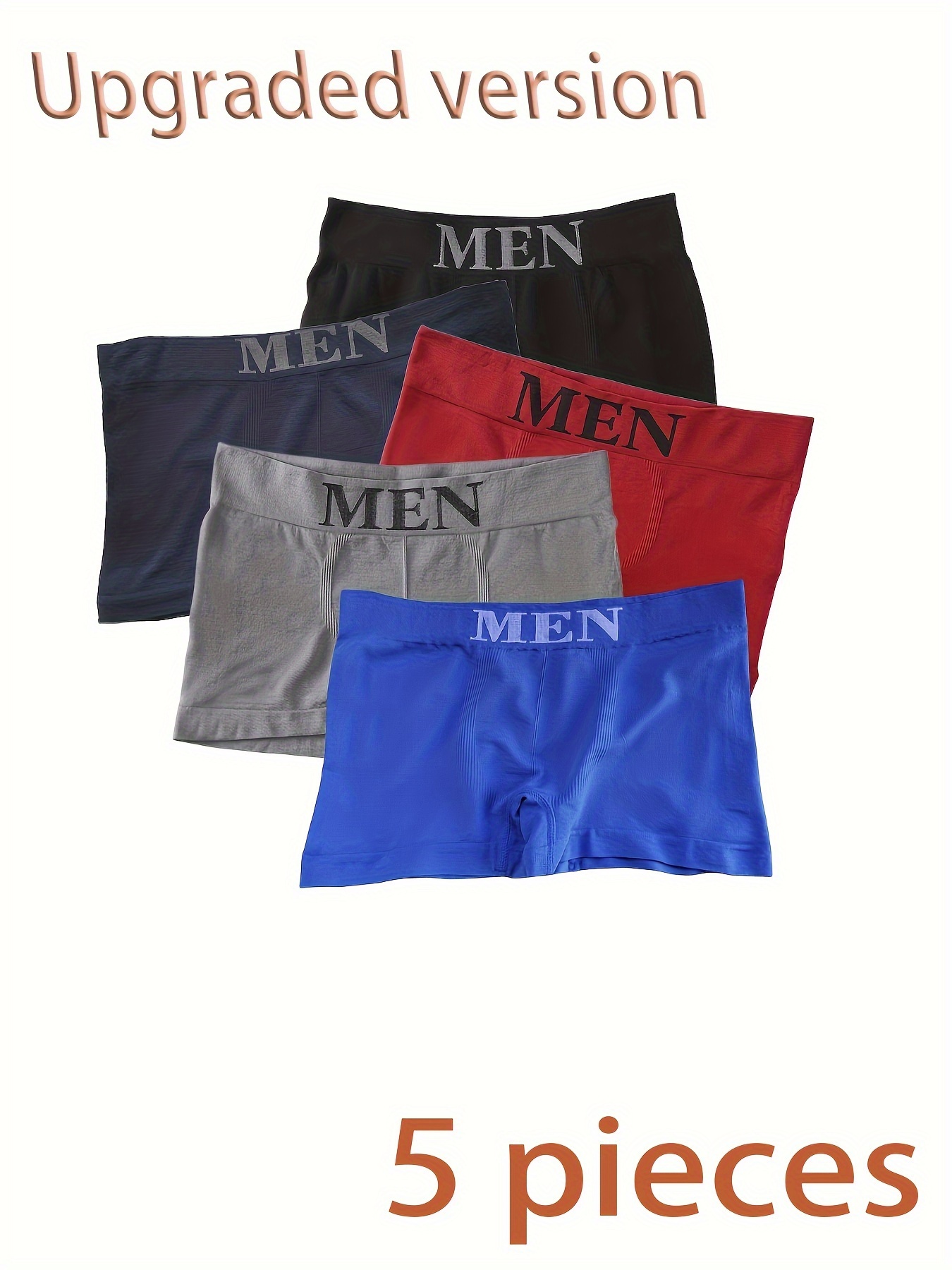 5pcs Men's 'MEN' Print New Fashion Boxers Briefs, Seamless Comfortable  Breathable Underpants, Mid-waisted Stretchy Panties, Men's Underwear