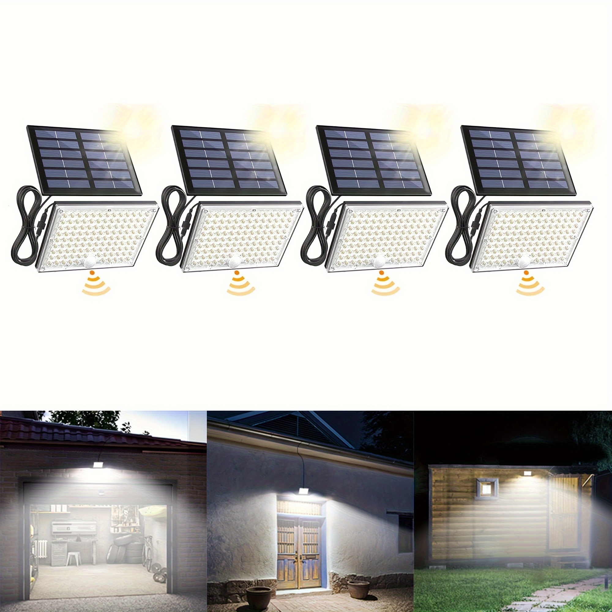 

4pcs Superdanny Solar Outside Lights With 113 Bright Leds 9000k, Motion Sensor Outdoor Flood Lights Dusk To Dawn With 16ft Cable, Security Light For Garden Barn Porch