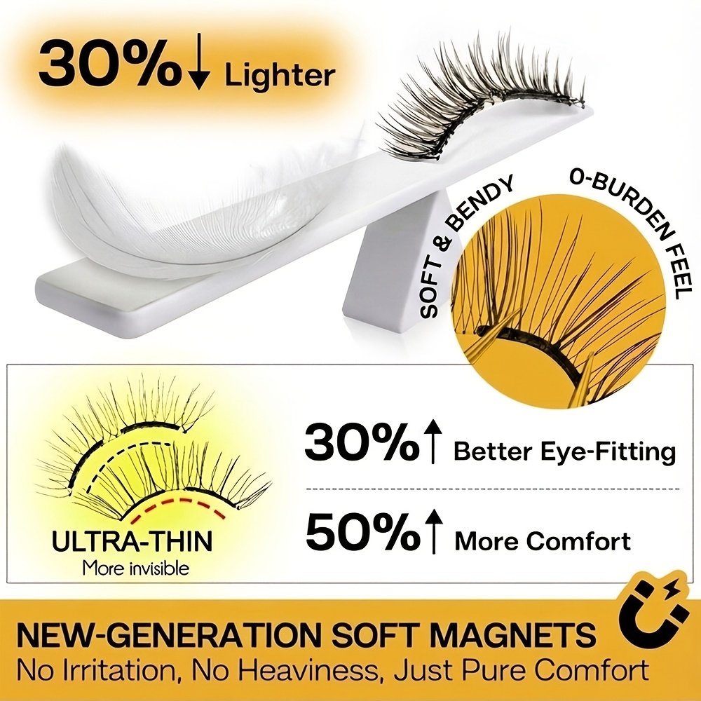 magnetic eyelashes with applicator kit upgrade soft magnetic lashes reusable false eyelashes natural look no   needed eyelashes for eye lightweight comfortable Product details 3