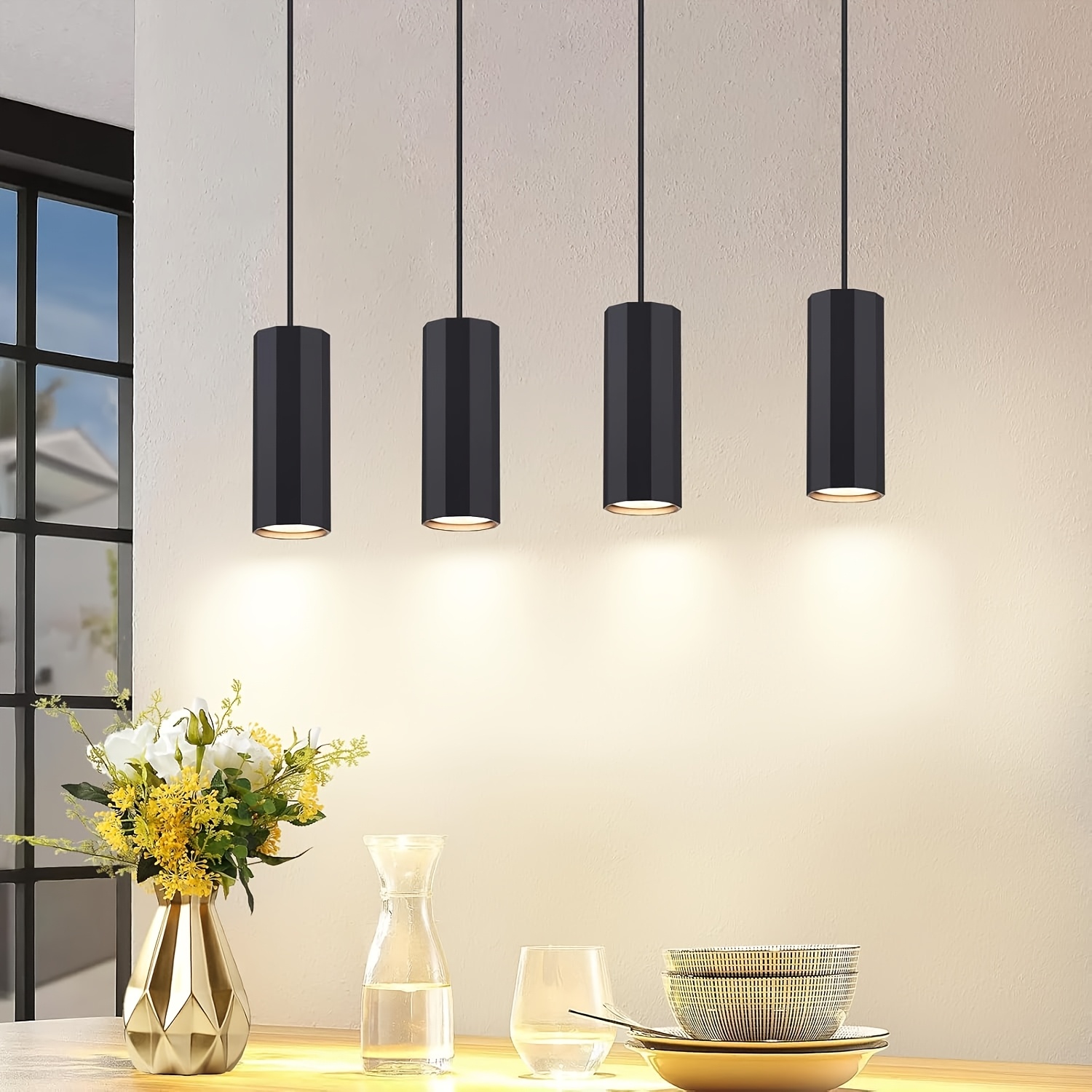 Image of 4-bulb Living Room Chandelier, Dining Room Light | Black Industrial Kitchen Pendant Light, Gu10, Modern Wall-mounted, Suitable For Dining Rooms, Kitchens, And Bedrooms (bulbs Not Included)