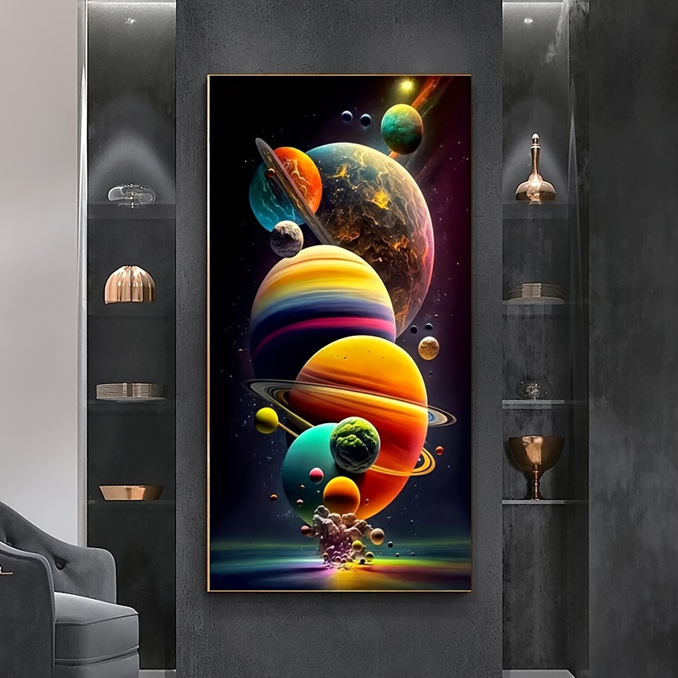 

Space-themed 5d Diamond Painting Kit, 110x50cm, Diy Full Drill Round Acrylic Diamonds Art, Embroidery Stitch Mosaic Craft, Planetary Wall Decor