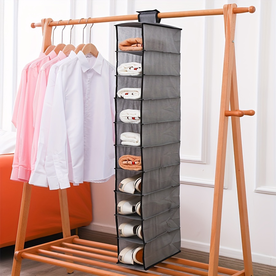 

Hanging Closet Organizer 10-shelf, Non-woven Fabric, Foldable Shoe Storage, 1pc - Wall-mounted Vertical Shoe Rack For Various Room Types