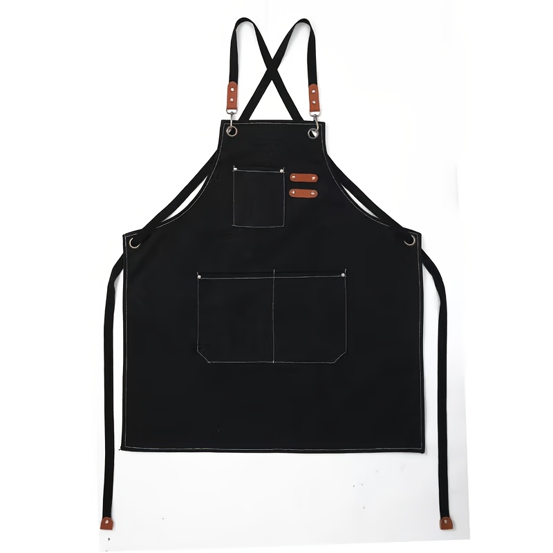 TEMU 1 Cross-back Apron, Suitable For Outdoor Barbecues, Outdoor Work, Art Painting, And Gardening, With 3 Pockets And Adjustable Elastic