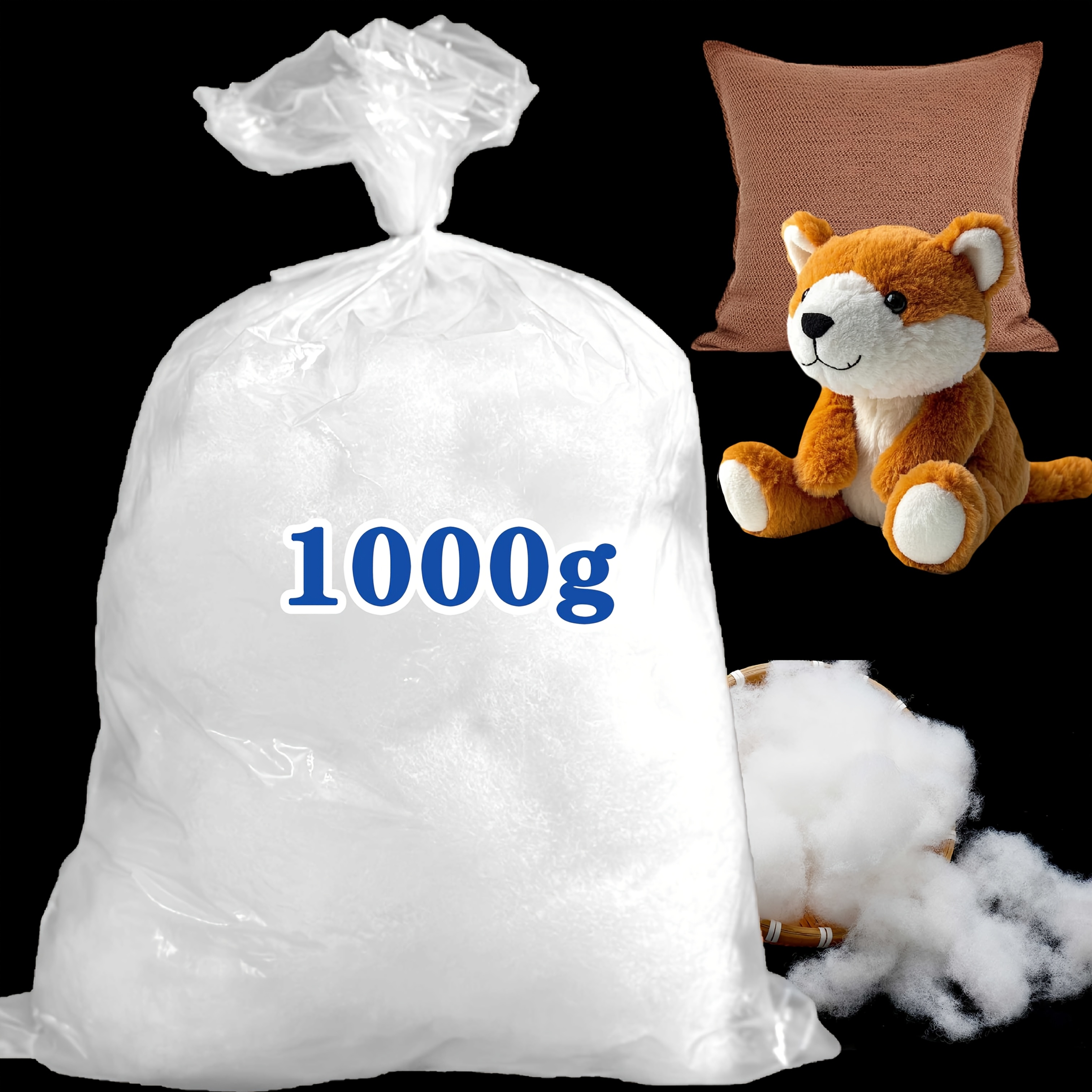 E-shop 1000g hochwertiges weißes Polyesterfaserfüllmaterial, große Kapazität, weich, flauschig und sehr elastisch geeignet für DIY-Puppen und