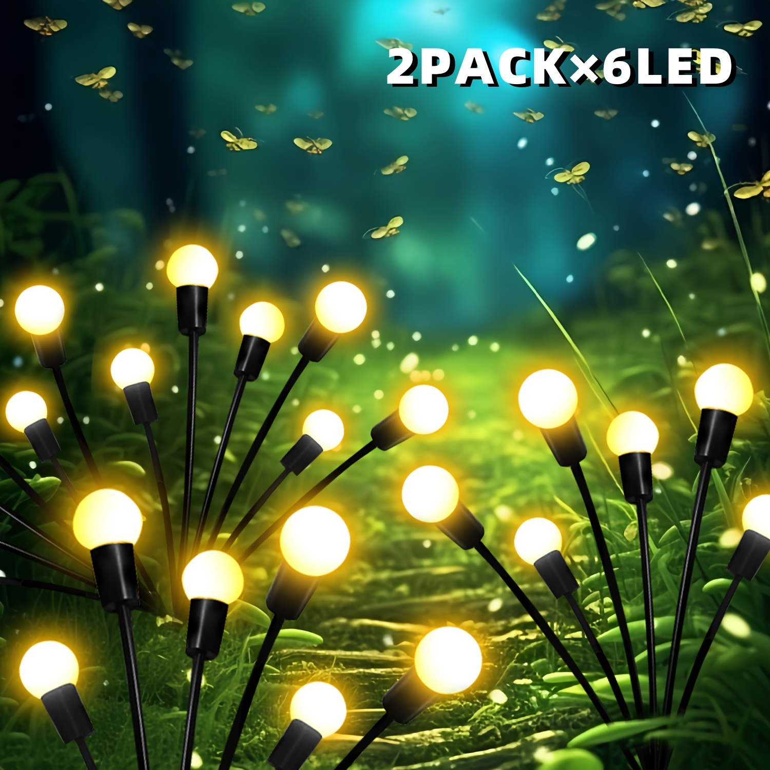 Image of 2 Packs Of Outdoor Firefly Lights With 10/6 Bulbs, Suitable For Yard Decoration, Garden Lights, And Parties, Featuring And Flashing Light , Perfect For Christmas, Lawns, And Weddings