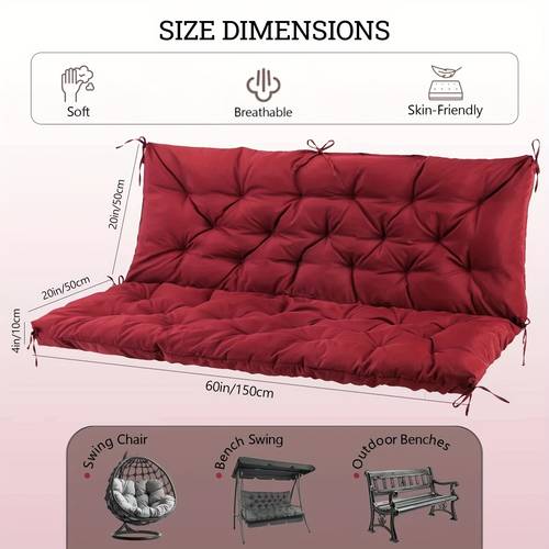 swing cushion outdoor patio furniture cushion with straps and backrest 4 inch thick porch swing cushion for backyard and garden swing not included