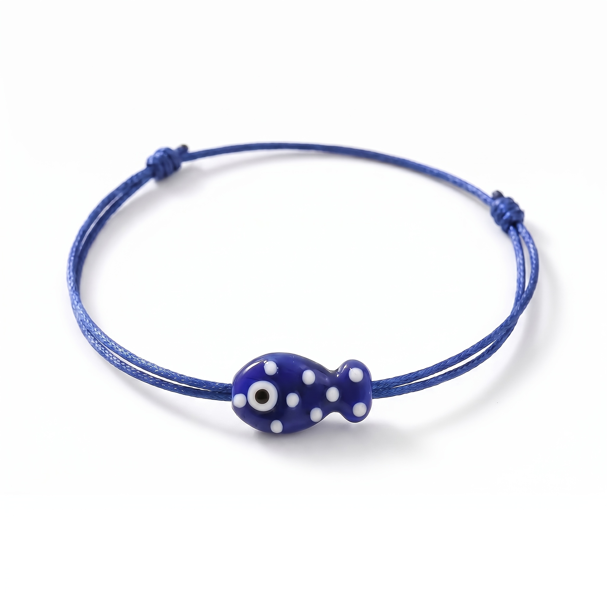 TEMU Cute Polka Dot Fish Charm Bracelet For Women Men, Handmade Adjustable Braided String Wristband, Boho Beach Surfer Jewelry Daily Wear Gift