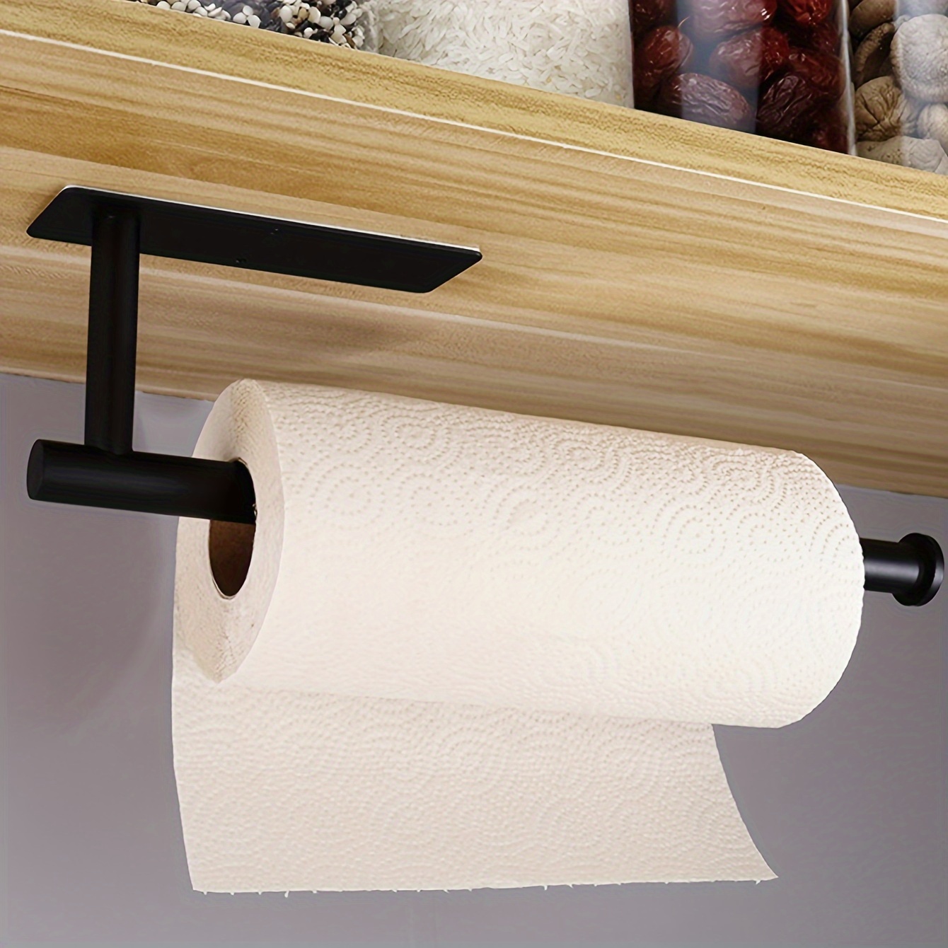 

Contemporary Stainless Steel Wall Mount Paper Towel Holder - 1 Pc, Easy Install With Adhesive & Screws Included, Versatile Under Cabinet Kitchen Towel Hook, Durable Kitchen Organizer Accessory