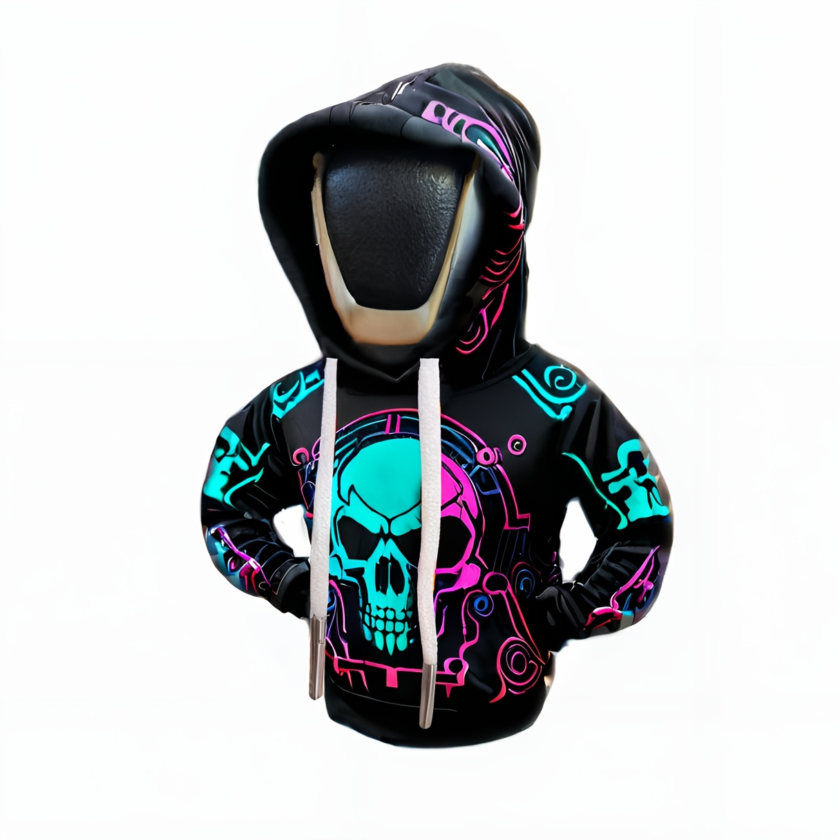 1pc Gothic Skull Pattern Hooded Sweatshirt Gear Shift Cover