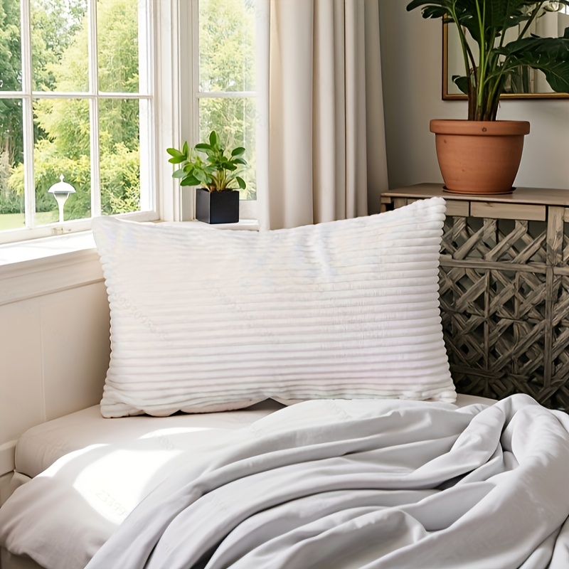 TEMU Taie d'oreiller blanche en velours ultra-, pour chambre, salon, canapé, lit et voiture. Fermeture éclair, lavable en machine, utilisée cadeau