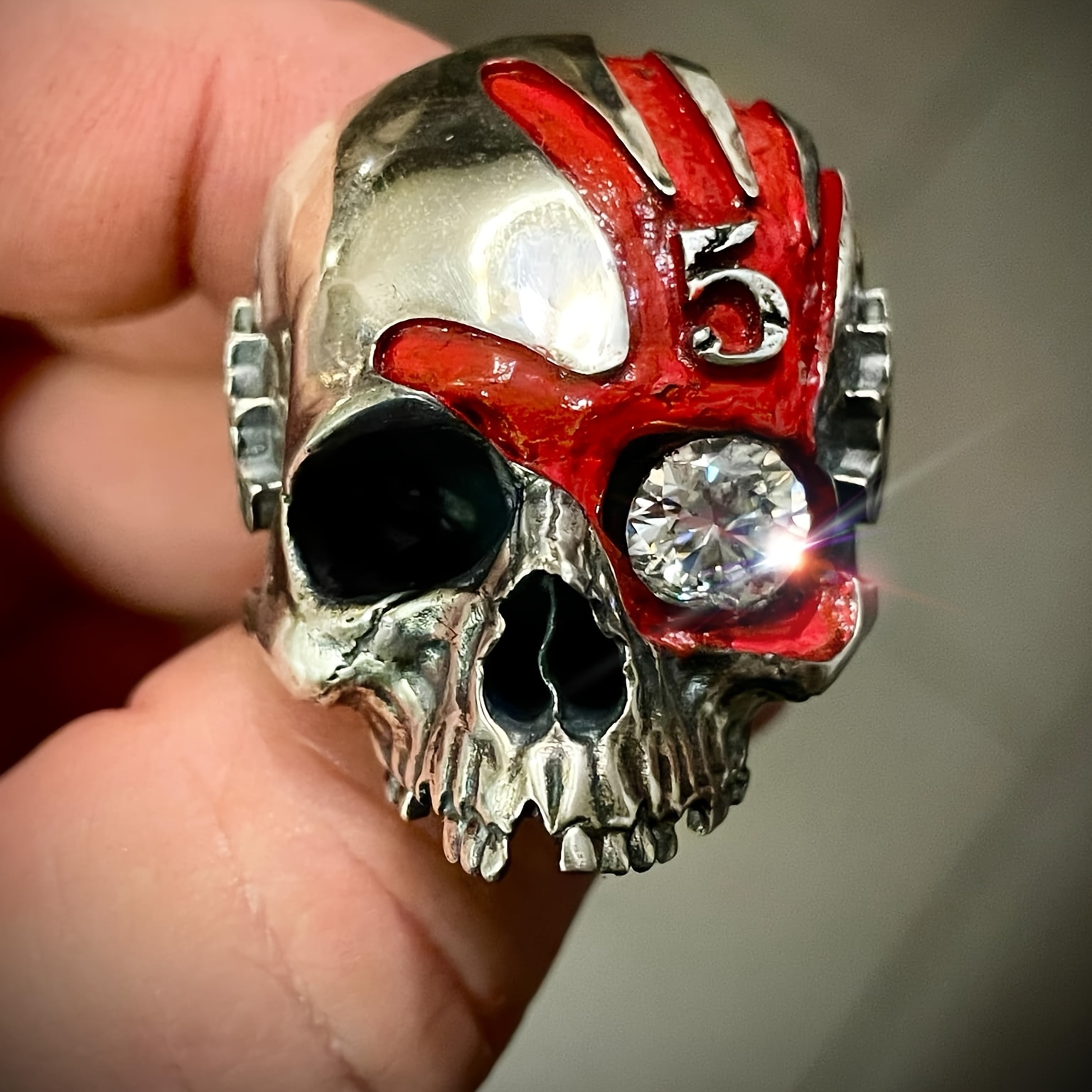 

5 Finger Death Skull Ring, Skull Head Ring For Men, Vintage Adjustable Vintage Adjustable Ring Christmas Skull Ring Jewelry Gifts For Women Men