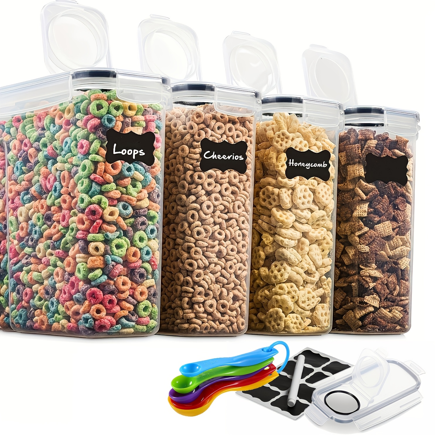 TEMU 4pcs Airtight Food Storage Canister Sets, 4l/135.2 Oz Cereal Containers Storage With Pour Spout For Kitchen & Pantry Organization Storage,