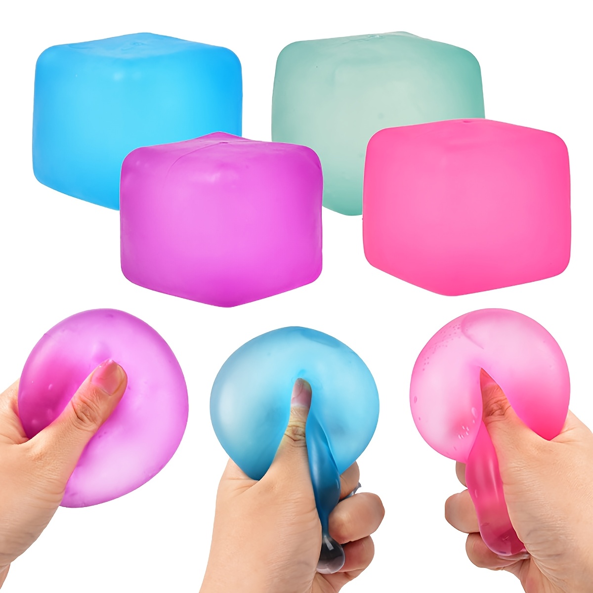 1pc jelly cube of ice soft texture fast rebound tpr translucent square stress   toy gift present