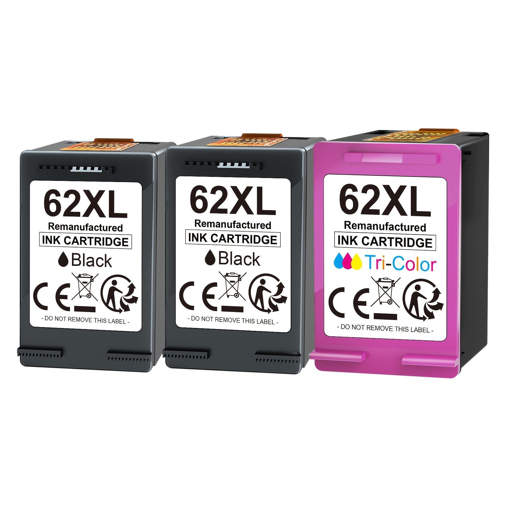 Image of 3-pack 62xl 62 Xl Multipack Printer Cartridges Compatible For 62 Printer Cartridges For 5540 5544 5545 5548 5640 5646 7640 200 5740 5742 5744 Printer