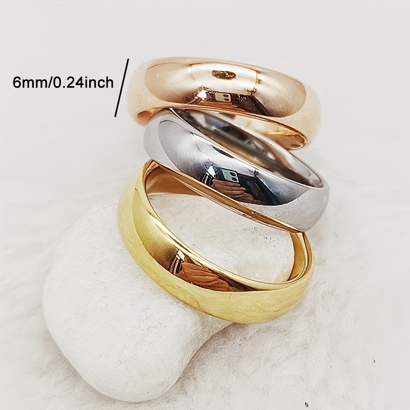 3pc Unisex Tungsten Steel Rings Set, Rose Gold & Silver