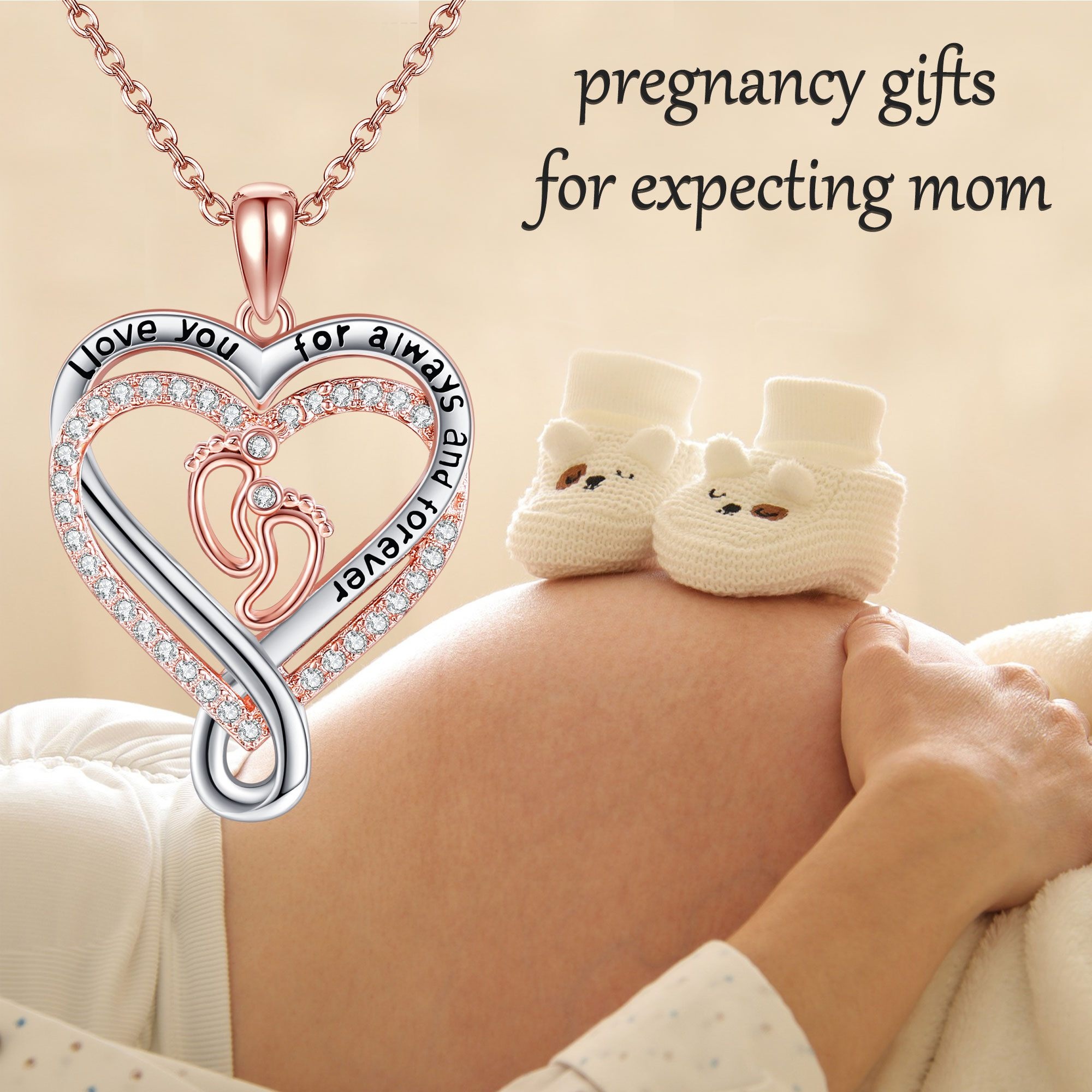 S925 Sterling Silver Footprint Necklace — Gift for Expecting Mothers
