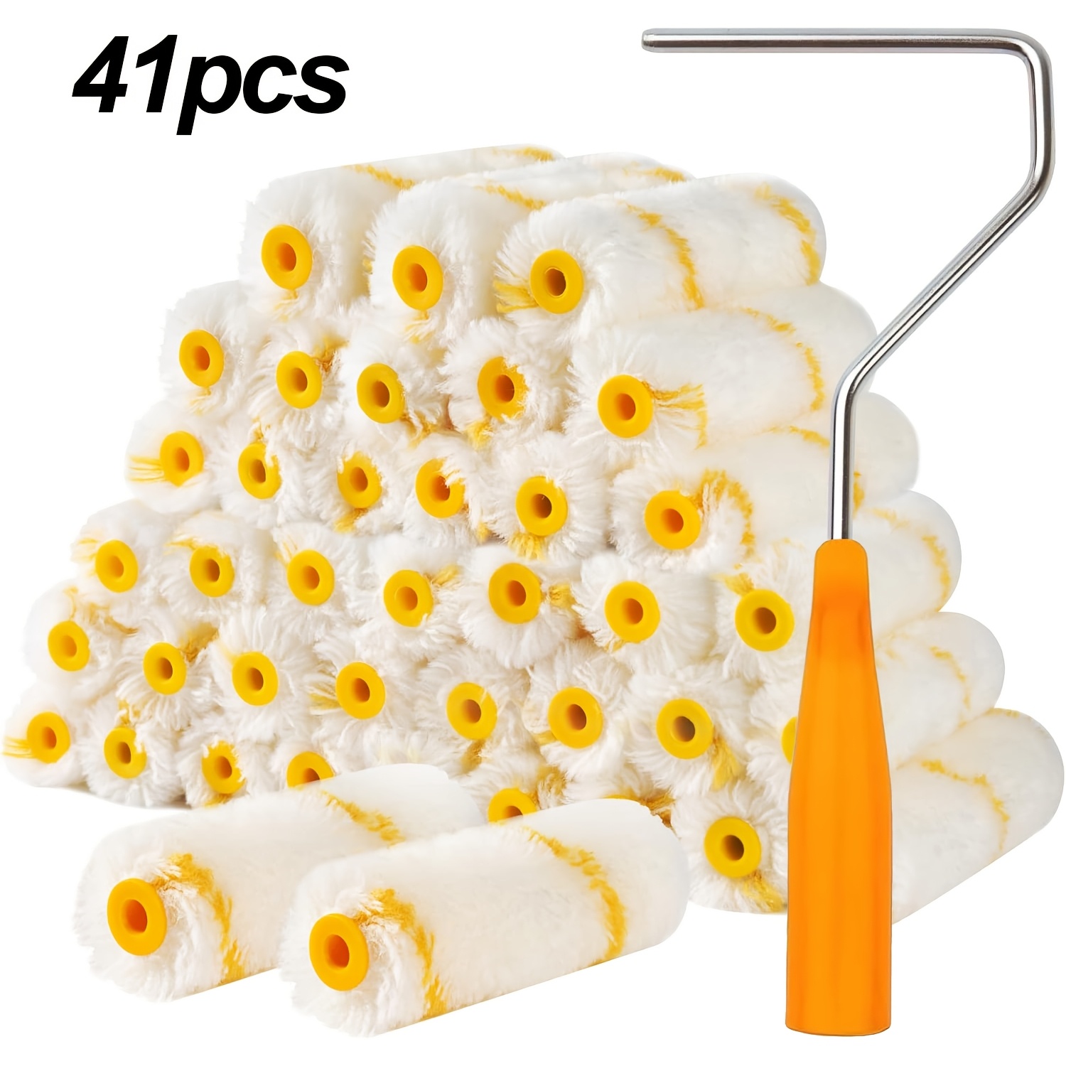 TEMU 21/ 41 Sets Of Paint Rollers, Including 4-inch Ultra- Paint Rollers With Absorption, Mini Fabric Roller Sets, Lightweight Metal Handles And