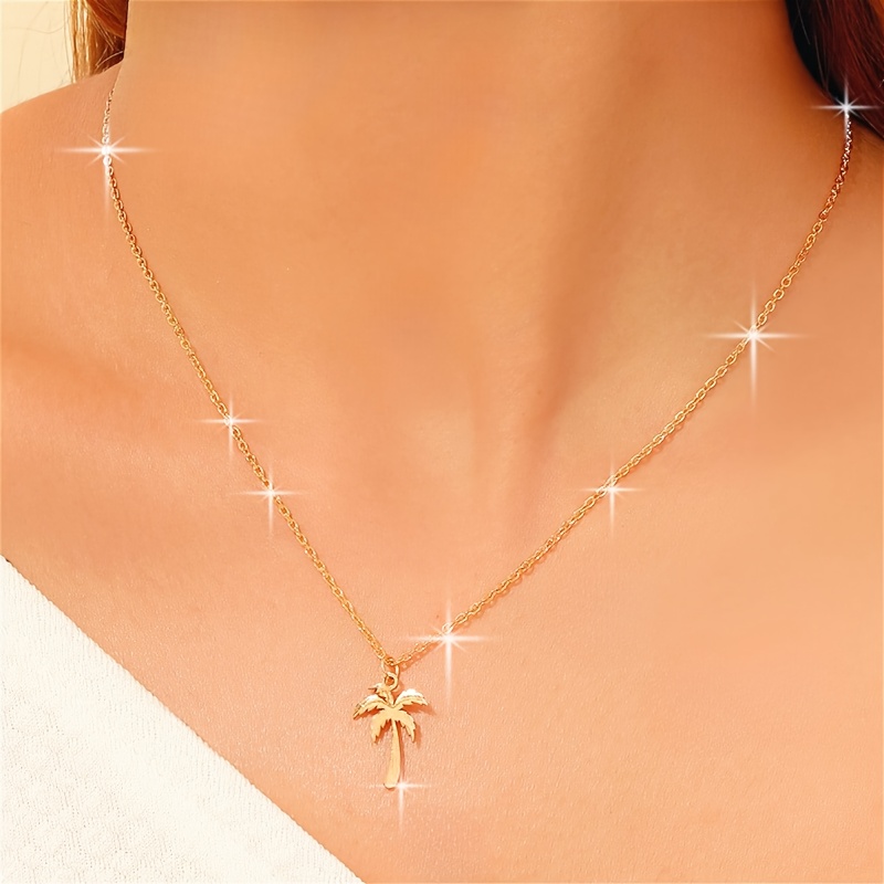 Coconut Tree Pendant Necklace - Minimalist Design