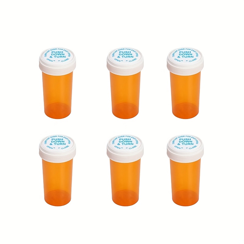 6pcs Medium Size Personal Sorting Medicine Mini Vitamin Dispenser With Protective Plastic Bottle With Pressure Screw Cap