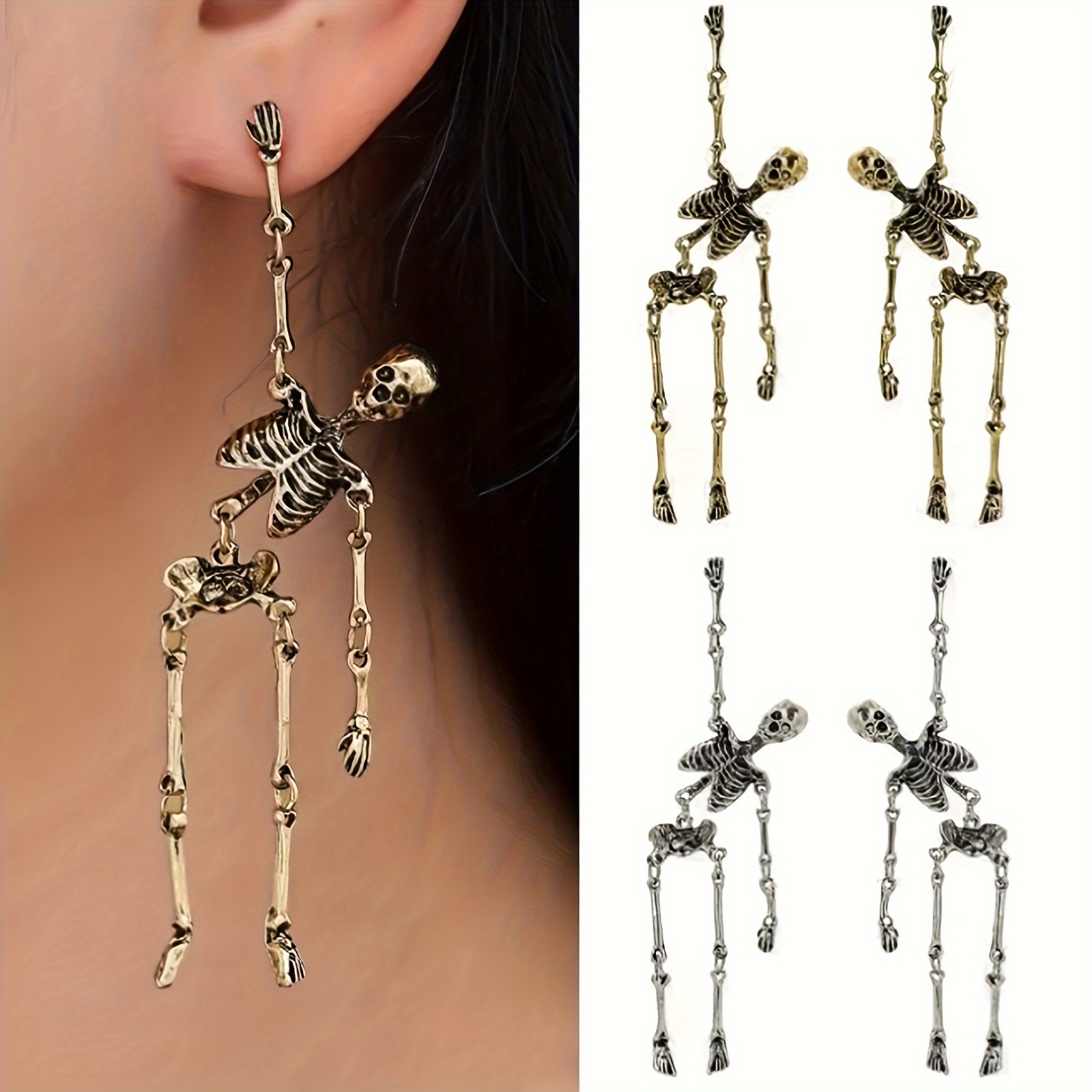 Vintage Gothic Halloween Skull Earrings