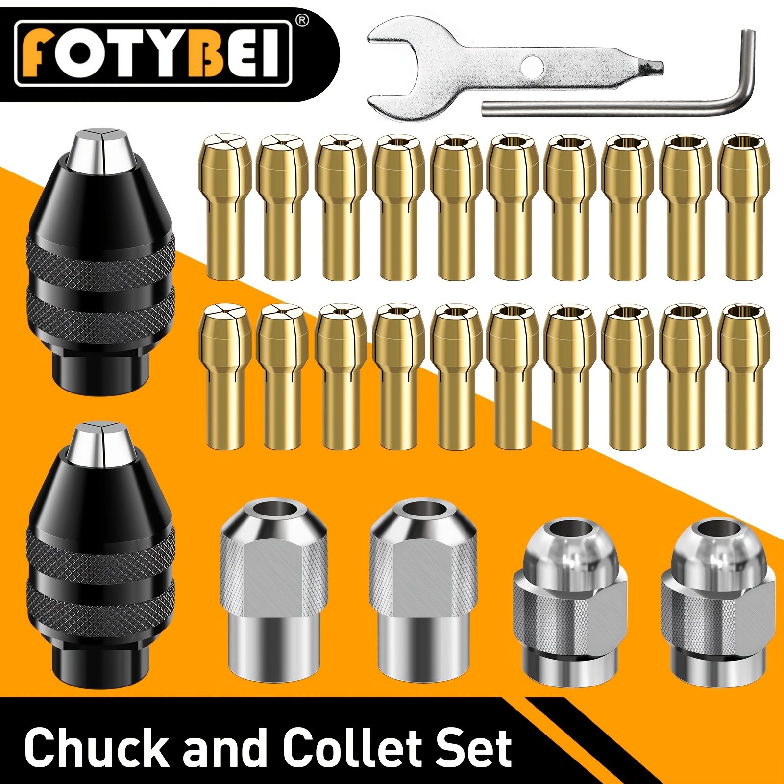 Temu 28-CzęśCiowy Zestaw Tulei Zaciskowych Do NarzęDzi Obrotowych, Zestaw Tulei Zaciskowych, Wymienny Trzpień 0,8–3,2 Mm NarzęDzie Obrotowe 4486-image