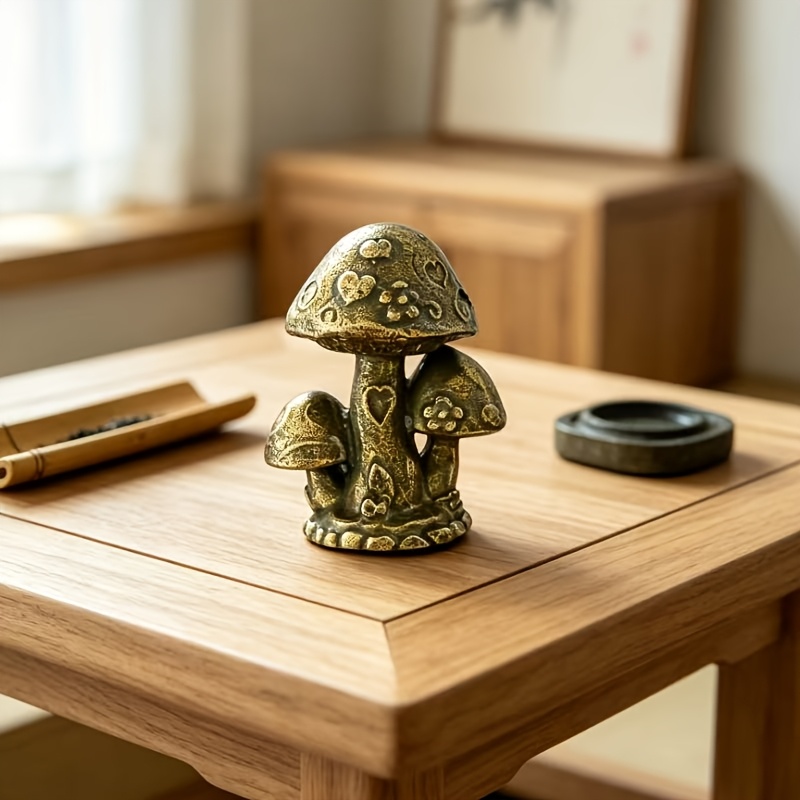 TEMU Metal Creative Mini Mushroom Ornament, Perfect For Window Sills, Desks, And Entrances, Suitable For Rural And Nordic Style Home Decoration. An