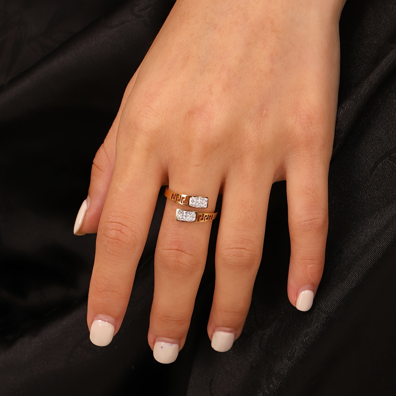Vintage Inspired Rhinestones Stainless Steel Ring