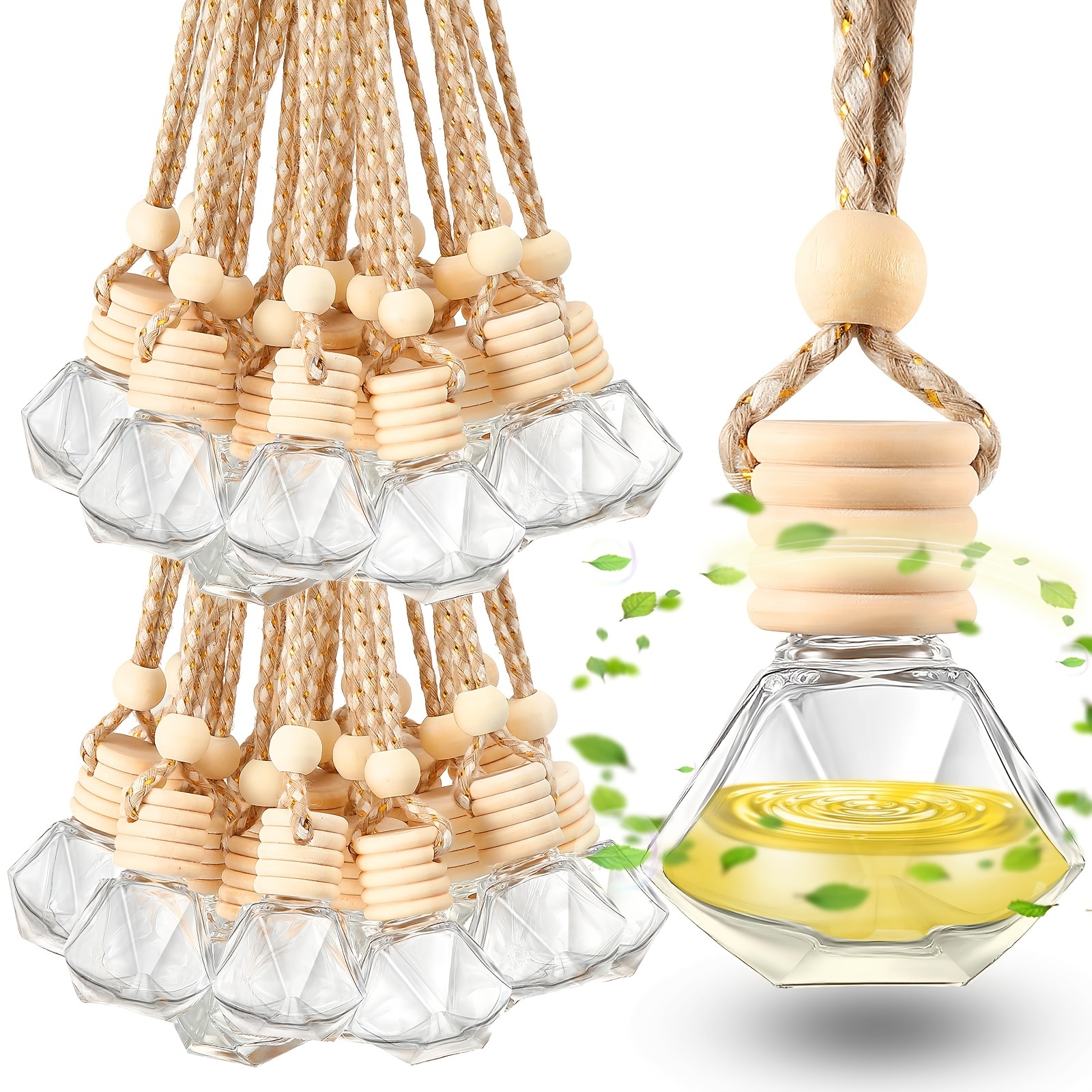 TEMU 100pcs Car Air Freshener Hanging Bottle Empty Glass Diffuser Bottles Perfume Bottle Refillable Car Air Freshener Pendant Aromatherapy Fragrance