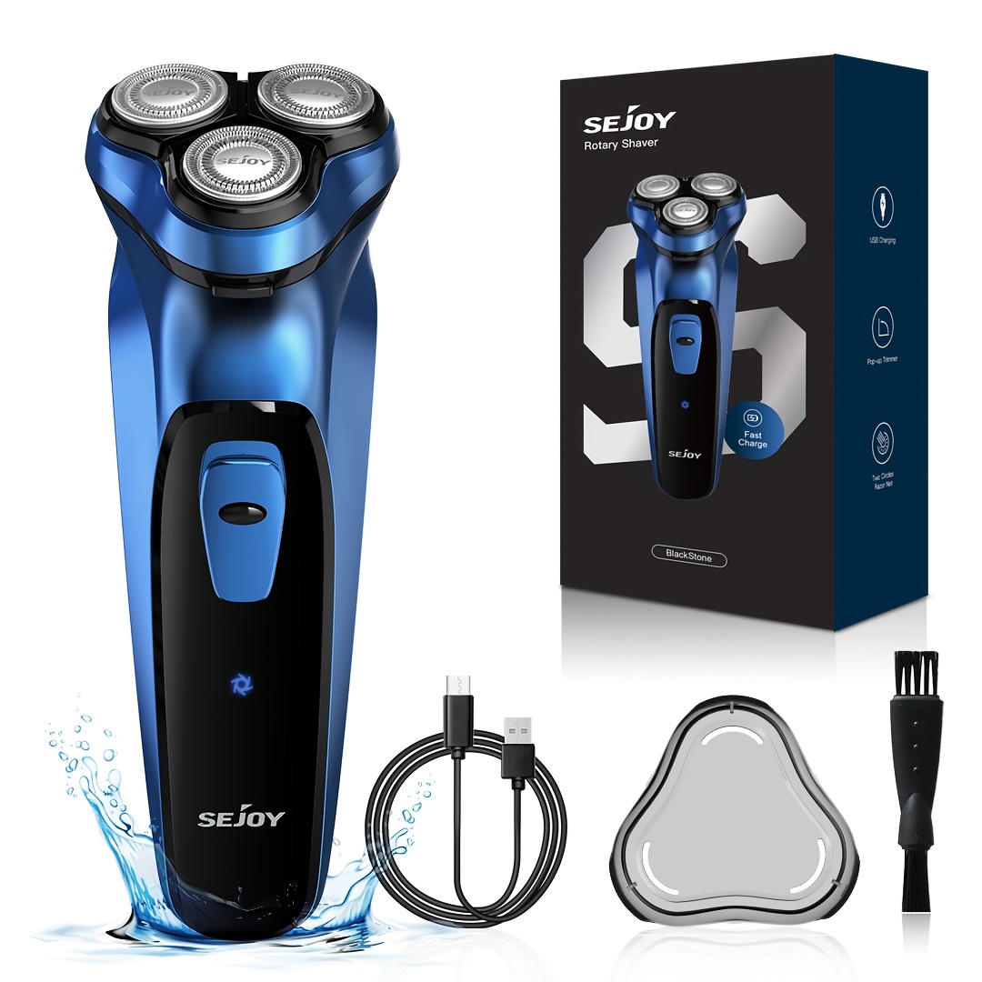 Image of Electric Razor For Men, Sejoy Electric Shaver For Men Face, Rechargeable Wet Dry Shaver With Pop Up Trimmer, 1 Hour Fast Charging, 3d Floating Head, Lcd Power Indicator