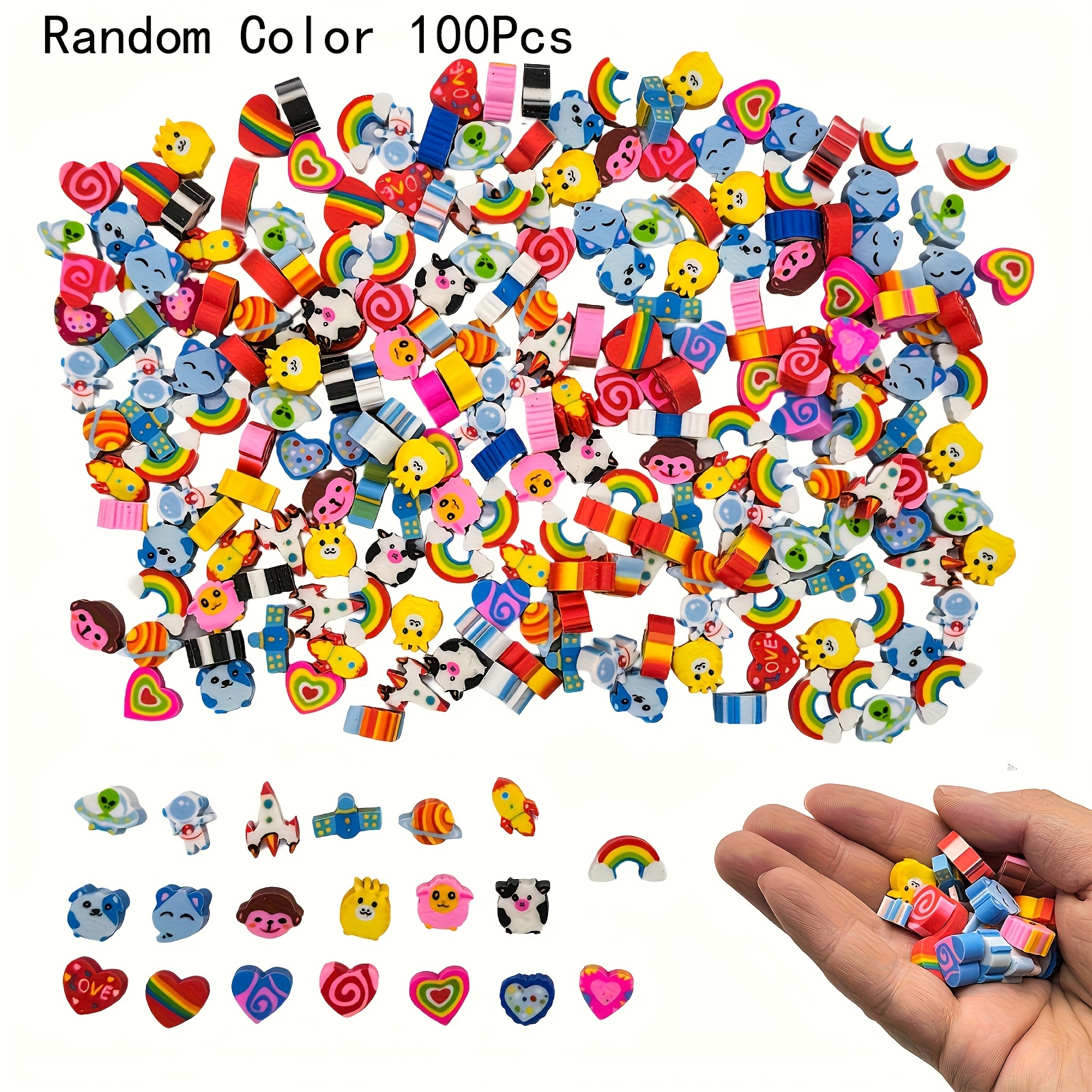 100pcs  ndom color over 20 styles mini e sers tiny animal space heart  ow e sers bulk pencil e sers for classroom party   school work rewards